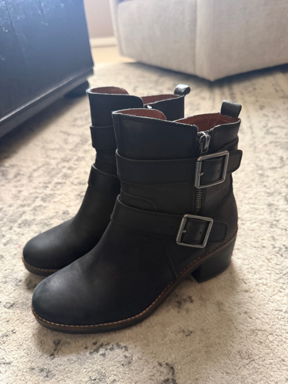 Lucky Brand Black Buckle Ankle Boots - Women's Leather Booties